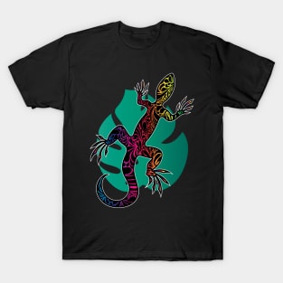 Rainbow Doodle Pattern Lizard T-Shirt